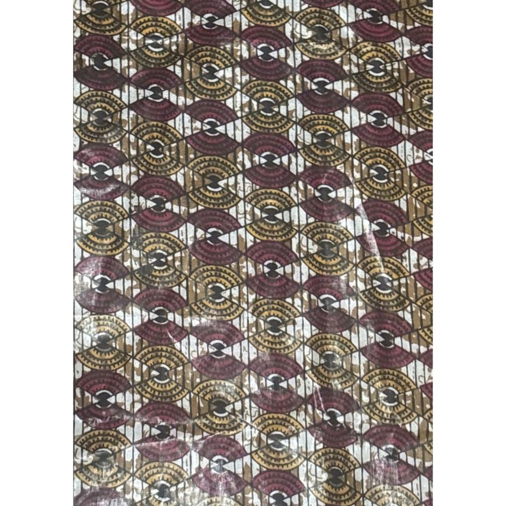 Vintage Ankara African Wax Print Geometric Medallion Fabric 216"L x 44"W 6 Yards